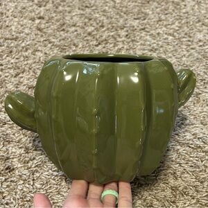 Olive Green Ceramic Cactus Planter